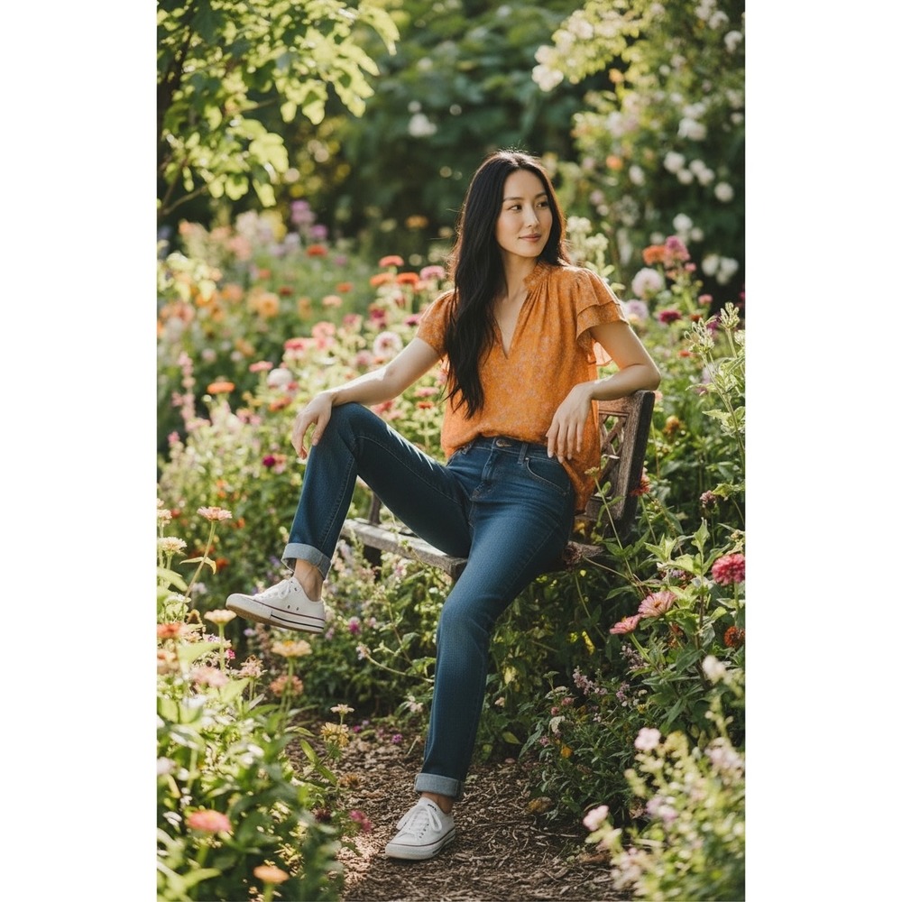 Birds of Paradis by Trovata Clover Blouse in Turmeric Ivy‎ Floral Flutter Sleeve